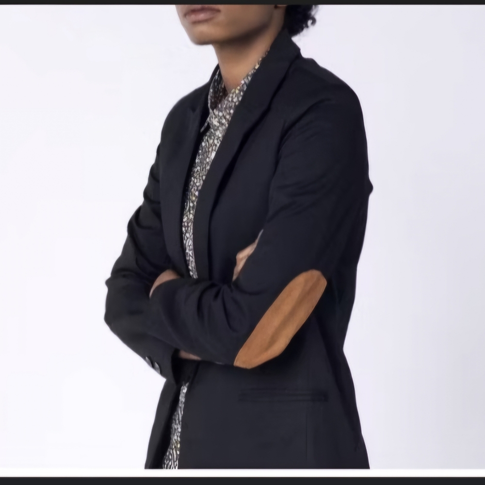 Wolfgang New Empower Suede Elbow Career Blazer sz XS black